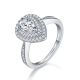 Pear-Cut Moissanite Double Halo Statement Ring in 925 Sterling Silver
