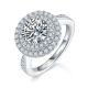 Round-Cut Moissanite Double Halo Statement Ring in 925 Sterling Silver