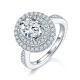 Oval-Cut Moissanite Double Halo Split Shank Ring in 925 Sterling Silver