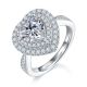 Heart-Cut Moissanite Double Halo Statement Ring in 925 Sterling Silver
