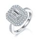 Asscher-Cut Moissanite Double Halo Statement Ring in 925 Sterling Silver