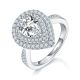 Pear-Cut Moissanite Double Halo Statement Ring in 925 Sterling Silver