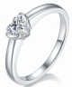 Heart-Cut Moissanite Minimalist Solitaire Ring in 925 Sterling Silver