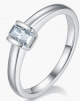 Emerald-Cut Moissanite Minimalist Bar-Set Solitaire Ring in 925 Sterling Silver