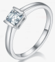 Square-Cut Moissanite Minimalist Solitaire Ring in 925 Sterling Silver