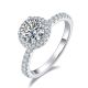 Round-Cut Moissanite Pavé Halo Engagement Ring in 925 Sterling Silver