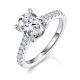 Oval-Cut Moissanite Pavé Engagement Ring in 925 Sterling Silver