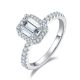 Emerald-Cut Moissanite Pavé Halo Engagement Ring in 925 Sterling Silver