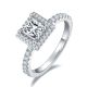 Princess-Cut Moissanite Double Halo Pave Engagement Ring in 925 Sterling Silver