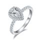 Pear-Cut Moissanite Halo Pave Engagement Ring in 925 Sterling Silver