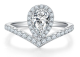 Pear-Cut Moissanite Chevron Halo Open Ring in 925 Sterling Silver