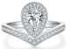 Pear-Cut Moissanite V-Shaped Halo Open Ring in 925 Sterling Silver