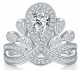 Pear-Cut Moissanite Crown Halo Crossover Ring in 925 Sterling Silver