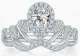 Pear-Cut Moissanite Queen Crown Halo Ring in 925 Sterling Silver
