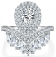 Pear-Cut Moissanite Double Halo V-Band Statement Ring in 925 Sterling Silver