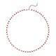 Red and White Crystal Marquise-Accent Fringe Necklace in 925 Sterling Silver