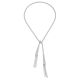 Italian Lace Woven Tassel Lariat Necklace in 925 Sterling Silver