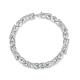 Round-Cut Lab Emerald Geometric Link Statement Bracelet in 925 Sterling Silver