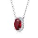 Oval-Cut Halo Gemstone Pendant Necklace in 925 Sterling Silver