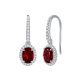 Oval-Cut Lab-Created Gemstone Halo Drop Earrings in 925 Sterling Silver