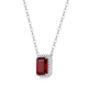 Emerald-Cut Lab Gemstone Halo Pendant Necklace in 925 Sterling Silver