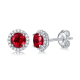 Round-Cut Lab-Grown Gemstone Halo Stud Earrings in 925 Sterling Silver
