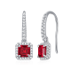 Lab-Created Gemstone Asscher-Cut Halo Drop Earrings in 925 Sterling Silver