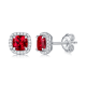 Cushion-Cut Lab Gemstone Halo Stud Earrings in 925 Sterling Silver