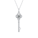 Round-Cut Moissanite Key Pendant Necklace in 925 Sterling Silver