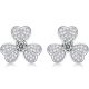 Round-Cut Moissanite Lucky Clover Floral Stud Earrings in 925 Sterling Silver
