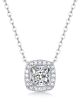 Princess-Cut Moissanite Cushion Halo Pendant Necklace in 925 Sterling Silver