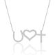 Round-Cut Moissanite Pavé Heart Letter Pendant Necklace in 925 Sterling Silver