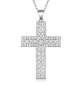 Round-Cut Moissanite Pavé Cross Pendant Necklace in 925 Sterling Silver