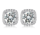 Round-Cut Moissanite Cushion Halo Stud Earrings in 925 Sterling Silver