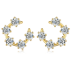 Round-Cut Moissanite Curved Climber Drop Earrings in 925 Sterling Silver