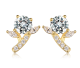Round-Cut Moissanite Leaf Accent Stud Earrings in 925 Sterling Silver