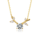 Round-Cut Moissanite Antler Nature-Inspired Pendant Necklace in Sterling Silver