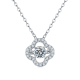 Round-Cut Moissanite Lucky Clover Halo Pendant Necklace in Sterling Silver