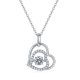 Round-Cut Moissanite Open Heart Dangle Necklace in 925 Sterling Silver
