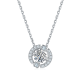 Round-Cut Moissanite Floating Halo Circle Pendant Necklace in 925 Sterling Silver