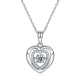 Round-Cut Moissanite Floating Heart Halo Pendant Necklace in 925 Sterling Silver