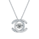 Round-Cut Moissanite Double C Pavé Pendant Necklace in 925 Sterling Silver