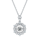 Round-Cut Moissanite Snowflake Circle Pendant Necklace in 925 Sterling Silver
