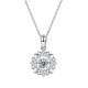 Round-Cut Moissanite Floral Halo Pendant Necklace in 925 Sterling Silver