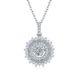 Round-Cut Moissanite Sunburst Halo Pendant Necklace in 925 Sterling Silver