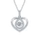 Round-Cut Moissanite Dancing Heart Halo Pendant Necklace in 925 Sterling Silver