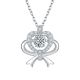 Round-Cut Moissanite Ribbon Heart Halo Necklace in 925 Sterling Silver