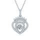 Round-Cut Moissanite Crown Heart Pendant Necklace in 925 Sterling Silver