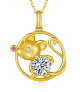 Round-Cut Moissanite Zodiac Rat Medallion Pendant Necklace in 925 Sterling Silver