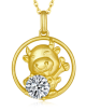Round-Cut Moissanite Zodiac Ox Circle Pendant Necklace in 925 Sterling Silver